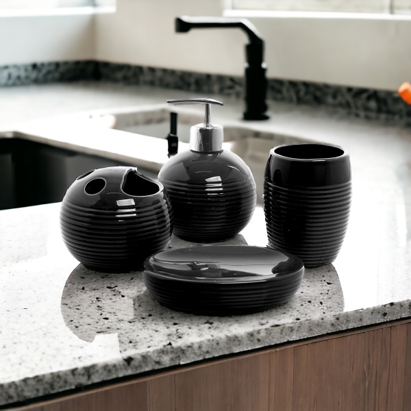 Ceramic Bathroom Accessories Set Ceramic - 4 Pieces Bathroom Accessories Set Soap Dispenser in Maharashtra, Tamil Nadu, Kerala, Uttar Pradesh