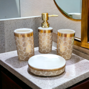 Ceramic Bathroom Accessories Set Ceramic - 4 (White & Black)