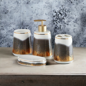 Ceramic Bathroom Accessories Set Ceramic - 4 Pieces Multicolor Bathroom Accessories Set Soap Dispenser in Maharashtra, Uttar Pradesh, Tamil Nadu, Kerala