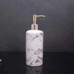 Italian Concept Design Liquid Soap, Shampoo, Conditioner, Shower Gel Dispenser (500ML, White & Black), Ceramic