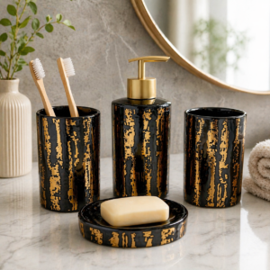 Ceramic Bathroom Accessories Set Ceramic - 4 Pieces Bathroom Accessories Set Soap Dispenser | The Best Gifting Choice