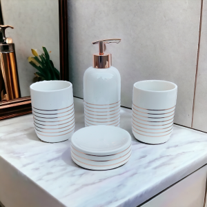 Luxury Bathroom Accessories Set Ceramic | Toothbrush Holder, Tumbler, Soap Dish | Including 4 Piece Bathroom Accessories
