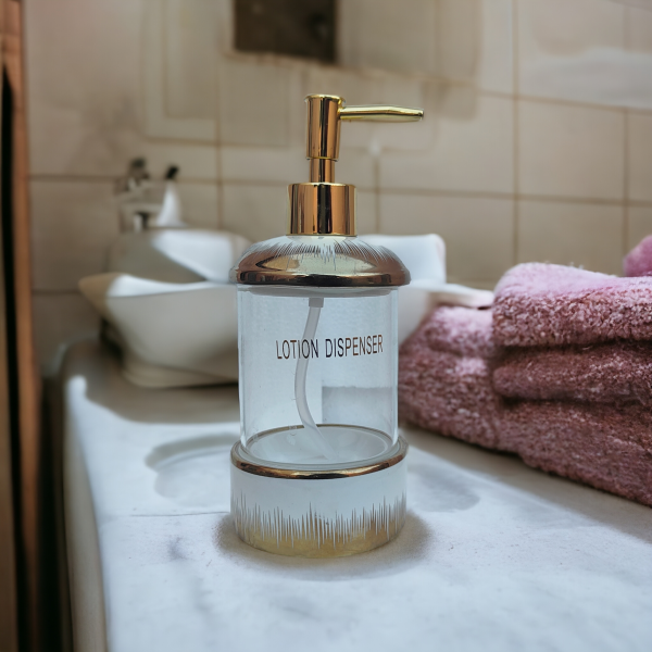 Glass Transparent Handwash Bottle for Wash Basin | Soap Dispenser for Kitchen | Bathroom Accessories (450ML, Black)