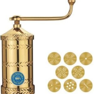 Whizzo Brass Sev Sancha 800 g Diamond | Traditional Manual Namkeen Maker with Long Crank Handle & Multiple Interchangeable Jali Discs | Sev, Gathiya, Chakli & Farsan Press | Polished Golden Brass Finish
