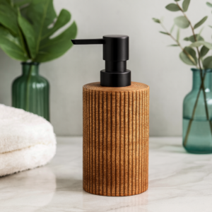 Whizzo Ceramic Soap Dispenser with Black Pump | Terracotta | Refillable Liquid Hand Wash, Lotion & Dish Soap Dispenser for Bathroom & Kitchen