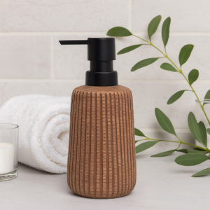 Whizzo Ceramic Liquid Soap Dispenser with Black Pump | Terracott| Refillable Hand Wash, Lotion & Dish Soap Dispenser for Bathroom, Kitchen & Wash Basin